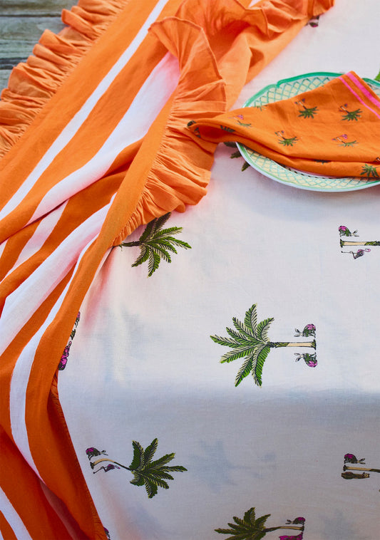 Ruffle Table Runner in Bunny Stripe Orange