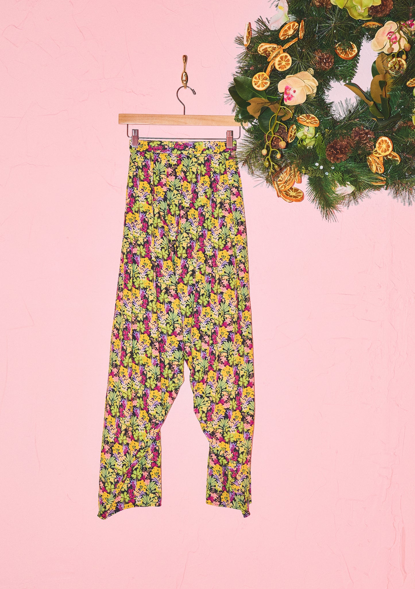 Adjustable Waist Harem Pant in Seersucker Puckered Cotton