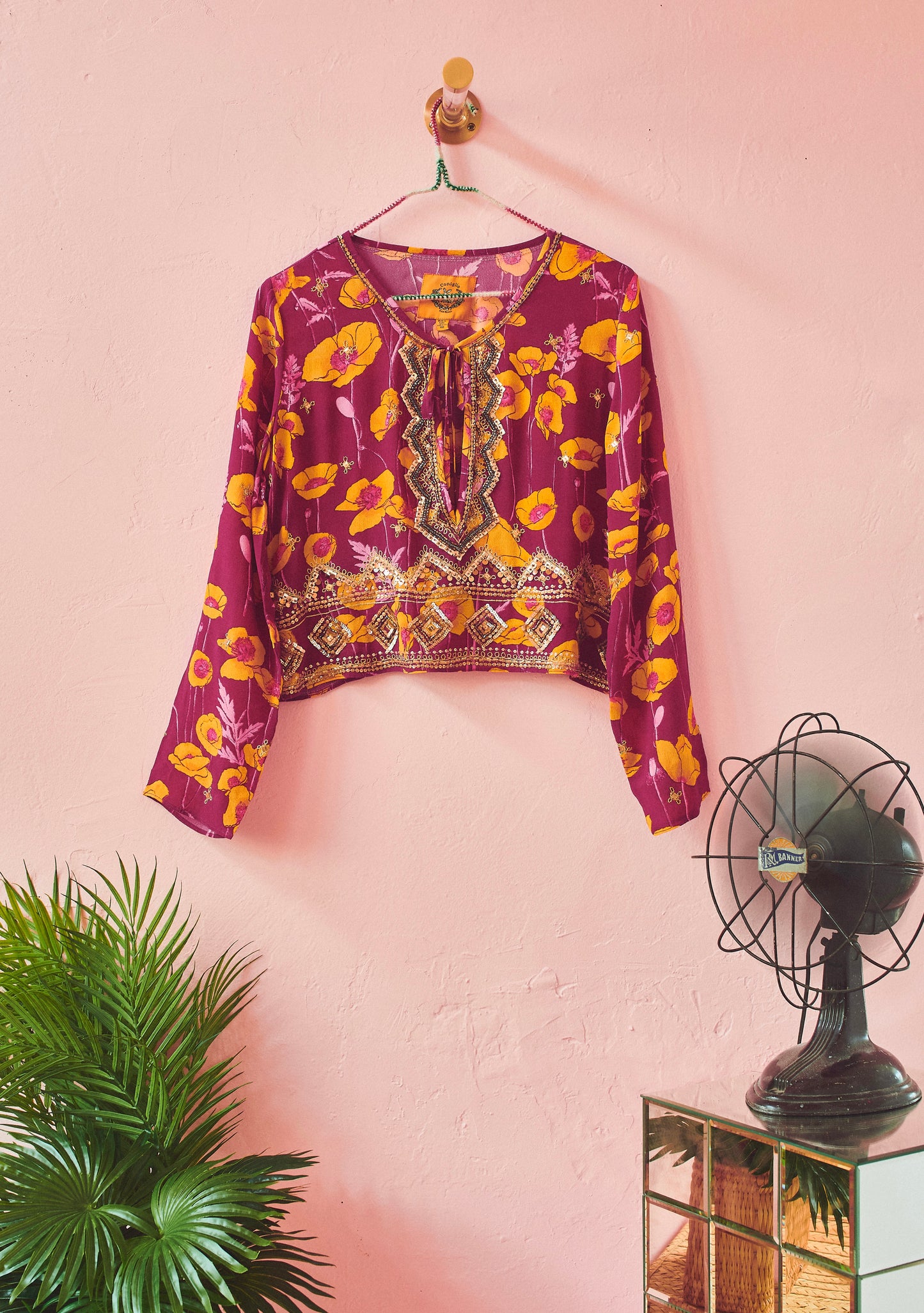 Coco Long Sleeve Crop Top in Silk Habotai