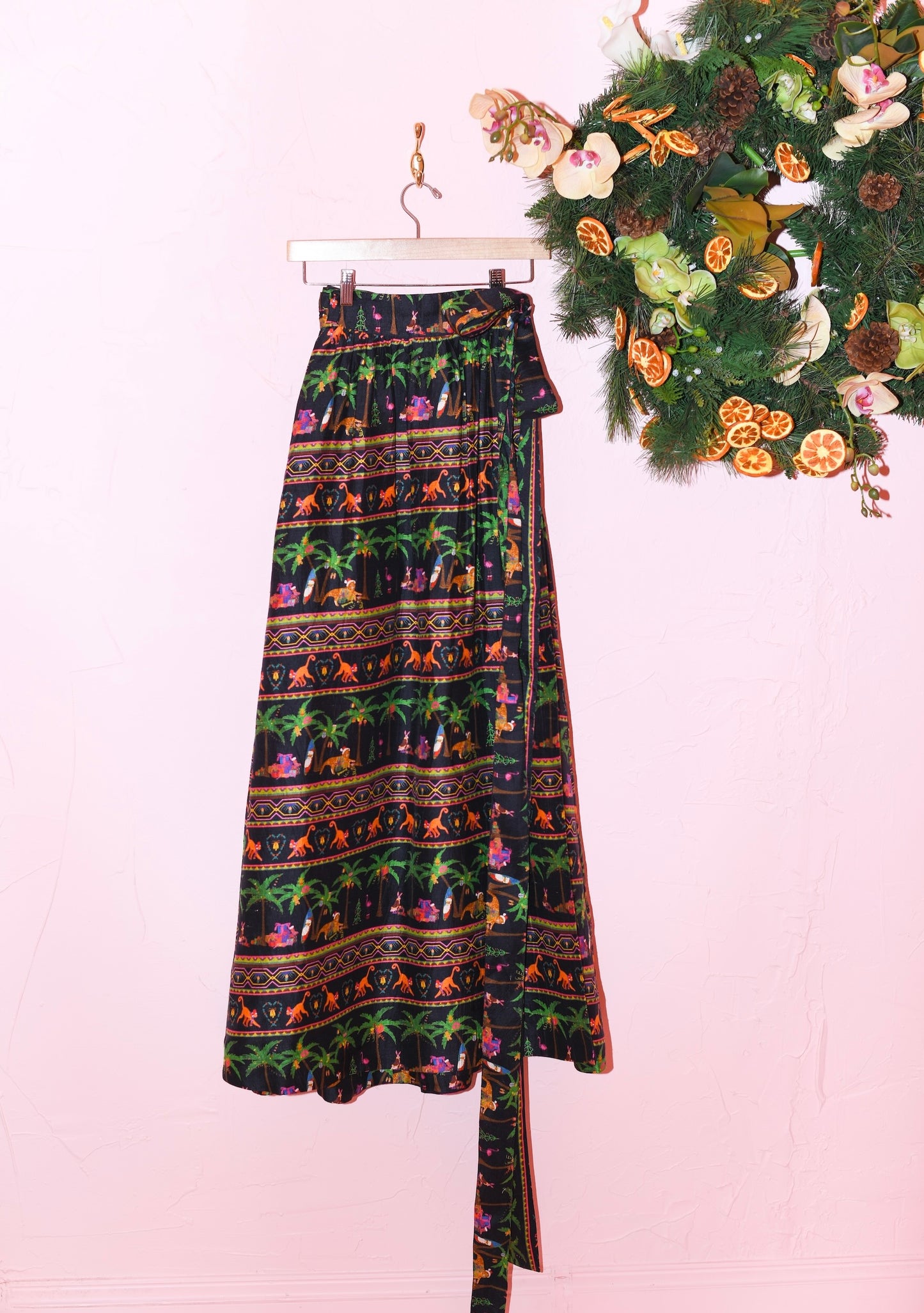 Classic Flex Fit Ball Skirt in Jungle Bell Hi Holiday Silk Dupioni