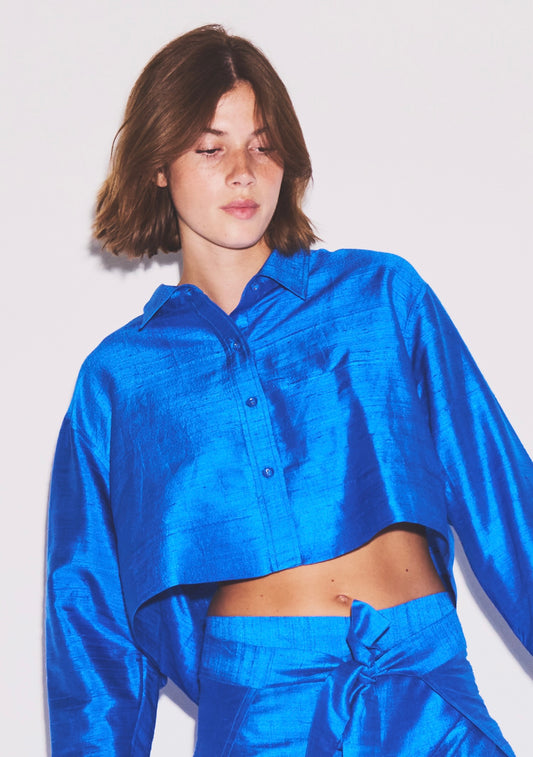 Cropped Classic Button Down | Silk Dupioni