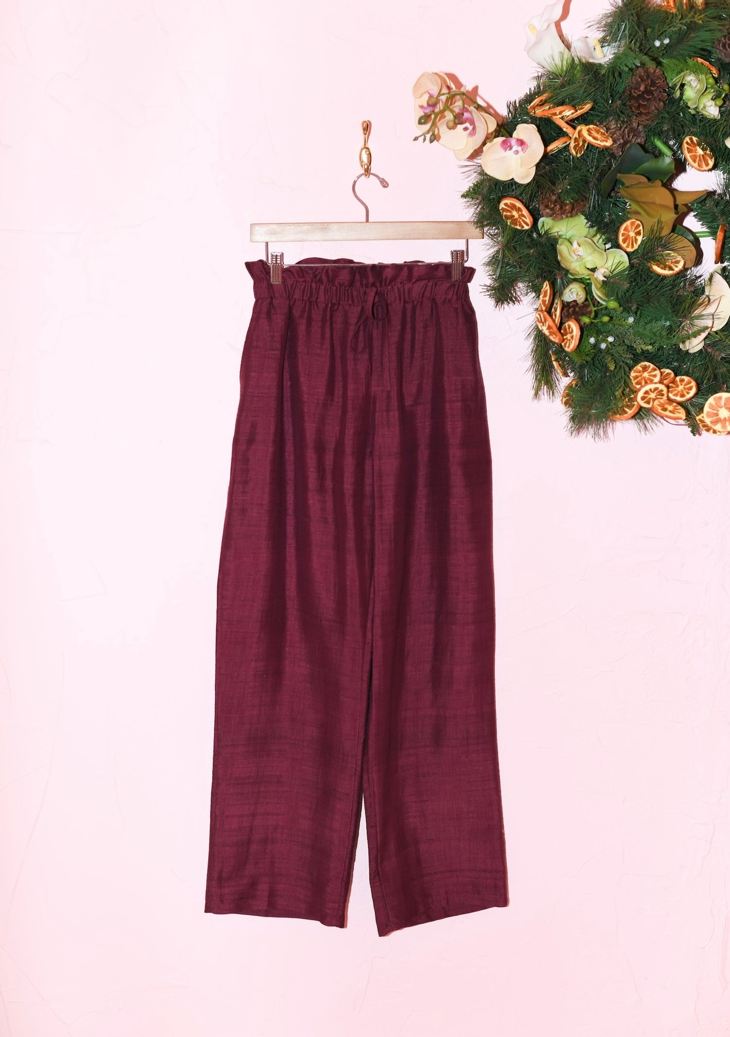 Convertible Beach Pant in Deep Violet Silk Dupioni