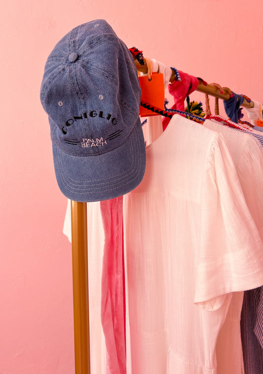 Denim Embroidered Hat