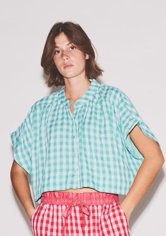 Cropped Cocoon Top | Gingham