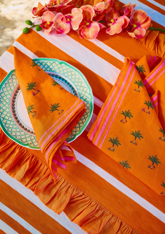 Napkin Set in Petite Palm Tangerine