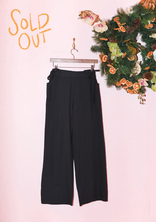 Move and Groove Snap Pants in Black Cotton Poplin